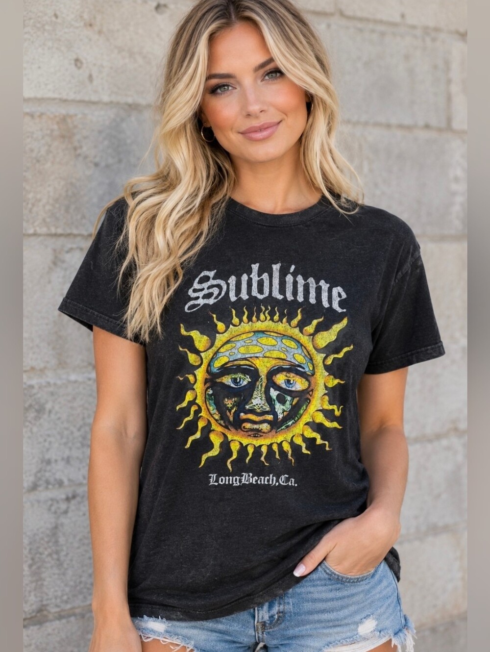Sublime Sun Gray Tee Size L Large Stretch Long Beach CA T-shirt Rock Music Top